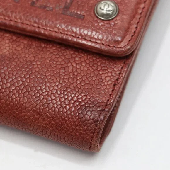 Chanel Red Caviar Leather Billfold Vintage 2005 Wallet